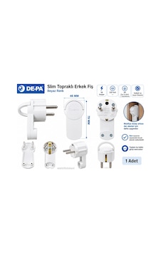 Depa Slim Topraklı Erkek Fiş Beyaz L Tip Fiş Plastik 220 Volt Mobilya Ve Dolap Arkası Dar Yerler İç Depa Slim Topraklı Erkek Fiş Beyaz L Tip Fiş Plastik 220 Volt Mobilya Ve Dolap Arkası Dar Yerler İç