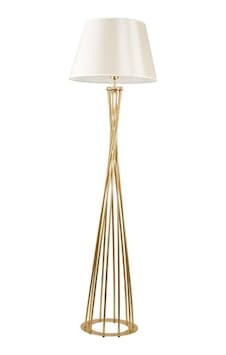 Mylights Retro Lambader Köşe Lambası Mat Gold Krem Başlık 45cm Ba Siyah