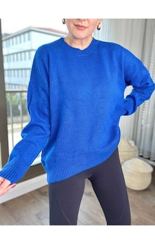 Kozia Outdoors Bisiklet Yaka Salas Oversize Triko Kazak Mavi Kozia Outdoors Bisiklet Yaka Salas Oversize Triko Kazak Mavi