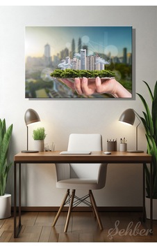 Dekoratif Yatay Kanvas Tablo Tekli Emlakçı Emlak Ofisi İnşaat Gyo Mimarlık Modern Şehir 1130