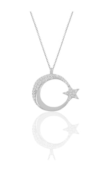 Söğütlü Silver Gümüş Rodyumlu Zirkon Taşlı Ay Yıldız Kolye Söğütlü Silver Gümüş Rodyumlu Zirkon Taşlı Ay Yıldız Kolye