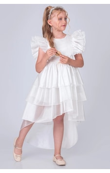Mnk Baby & Kids Kız Çocuk Kuyruklu , Taçlı Vragia Abiye Elbise M00745 Beyaz Mnk Baby & Kids Kız Çocuk Kuyruklu , Taçlı Vragia Abiye Elbise M00745 Beyaz