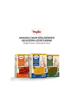 Yayla Kırmızı Mercimek Fusulli + Yeşil Mercimek Penne + Nohut Penne 250 Gr Yayla Kırmızı Mercimek Fusulli + Yeşil Mercimek Penne + Nohut Penne 250 Gr