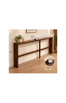 Dekoratif Dresuar Konsol Sehpa 180x72x15 Cm Ahşap Görünümlü Modern Duvar Arkası Masa Bordo Bordo
