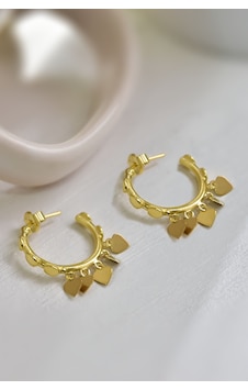 Papatya Silver 925 Ayar Gümüş Gold Kaplama Kalp Pullu Sallantılı Shakira Tasarım Halka Küpe Papatya Silver 925 Ayar Gümüş Gold Kaplama Kalp Pullu Sallantılı Shakira Tasarım Halka Küpe