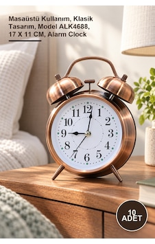 10 Adet Metal Çalar Saat Masaüstü Kullanım, Klasik Tasarım, Model Alk4688, 17 X 11 Cm, Alarm Clock 10 Adet Metal Çalar Saat Masaüstü Kullanım, Klasik Tasarım, Model Alk4688, 17 X 11 Cm, Alarm Clock