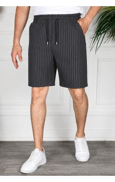 Herkesemoda Çizgili Bermuda Antrasit