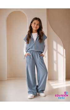 Son Öz Bebe Taşlı Yelekli Üçlü Kız Takım 10-14 Yaş -so0045875 - Mavi Son Öz Bebe Taşlı Yelekli Üçlü Kız Takım 10-14 Yaş -so0045875 - Mavi