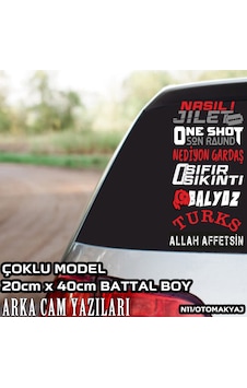 oto sticker bagaj ve cam yazıları sticker seti tuning modifiye