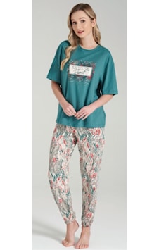 Pijadore 1678 Pamuklu Kısa Kol Kadın Pijama Takımı Yeşil Pijadore 1678 Pamuklu Kısa Kol Kadın Pijama Takımı Yeşil