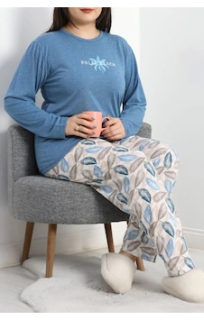 Seka Store Seka Viskon Büyük Beden Pijama Takımı Mavikahve - 50727.1049. Çok Renkli Seka Store Seka Viskon Büyük Beden Pijama Takımı Mavikahve - 50727.1049. Çok Renkli
