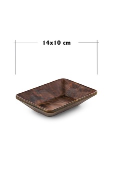 Rölyefli Hibrit Ahşap Köş. Kayık 10x14 Cm 3 Adet Kahverengi