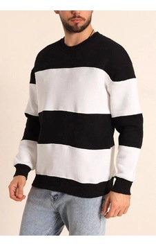 Rkm Ticaret Parçalı Bisiklet Yaka Baskılı Sweatshirt - Siyah Rkm Ticaret Parçalı Bisiklet Yaka Baskılı Sweatshirt - Siyah