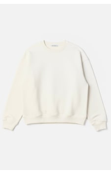 Feg Store Kadın Bisiklet Yaka Beyaz Oversize Sweatshirt