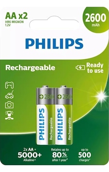 Philips R6B2A260/10 AA 2600 Mah Şarj Edilebilir Kalem Pil 2'li Philips R6B2A260/10 AA 2600 Mah Şarj Edilebilir Kalem Pil 2'li
