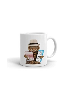 Gezgin Kedi Baskılı Kupa/bardak Beyaz Gezgin Kedi Baskılı Kupa/bardak Beyaz