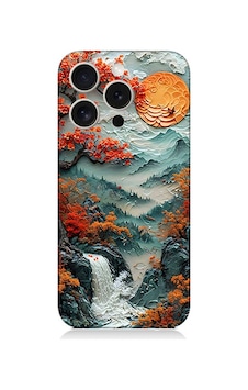 Apple Uyumlu iPhone 15 Pro Turuncu Ağaç Desenli Silikon Kılıf Silikon Apple Uyumlu iPhone 15 Pro Turuncu Ağaç Desenli Silikon Kılıf Silikon