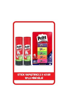 Pritt Stick 43 Gr Shrink X 2 Adet + Pritt Mini Silgi 10'lu Blister