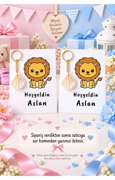 Aslan Model 15 Adet Kartlı İstiridye Anahtarlık - Doğum Günü Hediyelik Hoşgeldin Bebek Hediyeliği Aslan Model 15 Adet Kartlı İstiridye Anahtarlık - Doğum Günü Hediyelik Hoşgeldin Bebek Hediyeliği