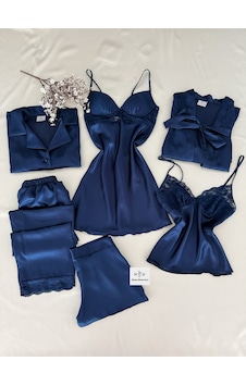 Mh Moony Homewears 6'lı Lacivert Kutulu Altılı Crump Kaplı Gecelik Sabahlık Pijama Çeyiz Seti Lacivert Tonları Mh Moony Homewears 6'lı Lacivert Kutulu Altılı Crump Kaplı Gecelik Sabahlık Pijama Çeyiz Seti Lacivert Tonları