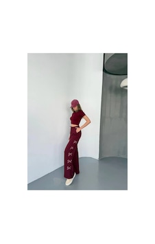 Kadın Osy Modal Yumuşak Dokulu Kumaş Nakış İşlemeli Rahat Bol Paça Eşofman Pantolon - Bordo Kadın Osy Modal Yumuşak Dokulu Kumaş Nakış İşlemeli Rahat Bol Paça Eşofman Pantolon - Bordo