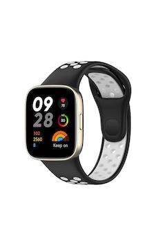 Watch 3 Spor Delikli Kordon - Siyah-beyaz