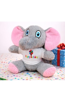 Toptan Happy Birthday Tişörtlü Peluş Oyuncak Fil Toptan Happy Birthday Tişörtlü Peluş Oyuncak Fil