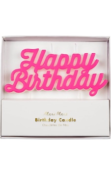 Meri Meri - Pink Happy Birthday Candle - Happy Birthday Pembe Mum Çok Renkli Meri Meri - Pink Happy Birthday Candle - Happy Birthday Pembe Mum Çok Renkli