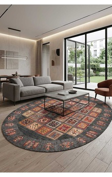 Frenda Home Binbirgece Pamuk Taban Yıkanabilir Dijital Baskılı Oval Halı Gri Frenda Home Binbirgece Pamuk Taban Yıkanabilir Dijital Baskılı Oval Halı Gri