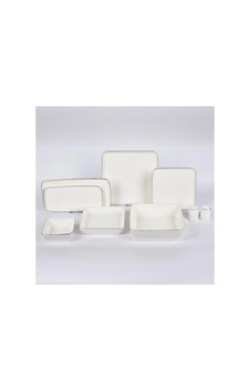 New Bone Porselen Kare 30 Parça Yemek Takımı Mtfk0117 Beyaz