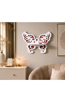 Ahşap Lazer Kesim Kelebek Duvar Rafı - Çocuk Odası Dekoratif Kitaplık Ve Parfümlük 33x35 Cm " Beyaz Ahşap Lazer Kesim Kelebek Duvar Rafı - Çocuk Odası Dekoratif Kitaplık Ve Parfümlük 33x35 Cm " Beyaz
