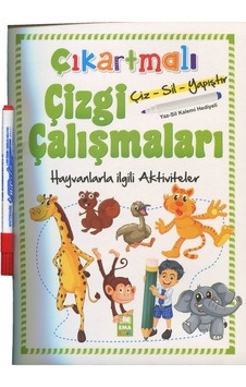 Çıkartmalı Çizgi Çalışmaları Hayvanlarla İlgili Aktiviteler- Ema Çocuk
