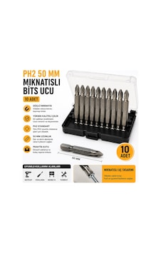 Ph2 50 Mm Mıknatıslı Bits Ucu Seti 10 Adet S2 Çelik Tornavida Ucu Kutulu Ph2 50 Mm Mıknatıslı Bits Ucu Seti 10 Adet S2 Çelik Tornavida Ucu Kutulu