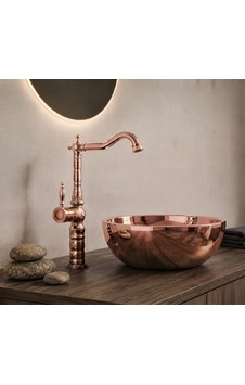 Rose Gold Desenli Rustik Çanak Lavabo Bataryası Rose Gold Desenli Rustik Çanak Lavabo Bataryası