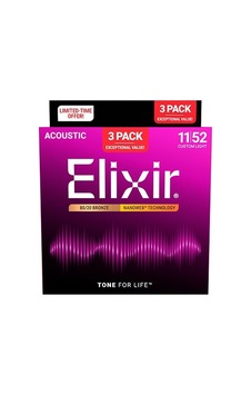 Elixir Nanoweb Bronz 3 Lü Paket Akustik Gitar Teli 11-52 Elixir Nanoweb Bronz 3 Lü Paket Akustik Gitar Teli 11-52