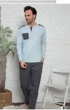 Polkan Seramony 32062 Erkek Pijama Takımı Gri - Mavi Polkan Seramony 32062 Erkek Pijama Takımı Gri - Mavi
