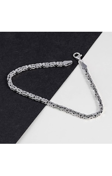 Gümüş Pazarım 925 Ayar Gümüş 3 Mm Kare Kral Erkek Bileklik