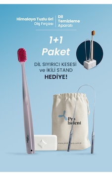 1+1 Paket Himalaya Tuzu Kaplamalı Gri Diş Fırçası+ Dil Temizleme+ Kesesi Ve İkili Stant Hediye 1+1 Paket Himalaya Tuzu Kaplamalı Gri Diş Fırçası+ Dil Temizleme+ Kesesi Ve İkili Stant Hediye