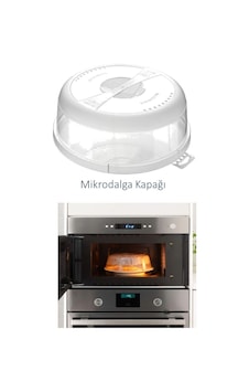 Mikrodalga Gıda Koruma Kapağı, Saplı Kapak Şeffaf 24,5 X 7,5 H Cm Plastik Beyaz Diğer