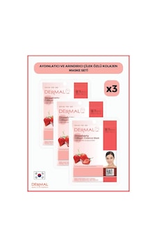 Dermal Aydınlatıcı + Arındırıcı Çilek Özlü Kolajen Maskesi 3 x 23 G Dermal Aydınlatıcı + Arındırıcı Çilek Özlü Kolajen Maskesi 3 x 23 G