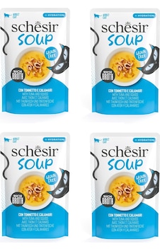 Schesir Soup Ton Balıklı Ve Kalamarlı Yetişkin Kedi Çorbası Pouch 40 Gr. X 4 Adet