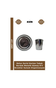 Delux Serisi Karton Tabak Bardak Metalik Gümüş 8 Li İkramlar Sunum Organizasyon Çok Renkli Delux Serisi Karton Tabak Bardak Metalik Gümüş 8 Li İkramlar Sunum Organizasyon Çok Renkli