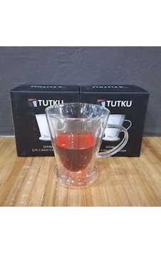 Çift Cidarlı Cam Kupa 350 Ml şeffaf