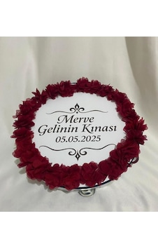 Gelin Tefi 30cm,özel Tasarımtef Lazer Güllü, İsim Ve Tarih Yazılı Düğün Kına Tefi Bordo Gelin Tefi 30cm,özel Tasarımtef Lazer Güllü, İsim Ve Tarih Yazılı Düğün Kına Tefi Bordo