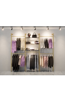 Mağaza Raf Sistemi, Askılık Sistemi, Butik Rafı, Stand-195x250 Gold Siyah Mağaza Raf Sistemi, Askılık Sistemi, Butik Rafı, Stand-195x250 Gold Siyah