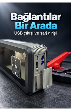 Dijital Ekranlı Hava Kompresörü Ve Akü Takviye Seti Dijital Ekranlı Hava Kompresörü Ve Akü Takviye Seti