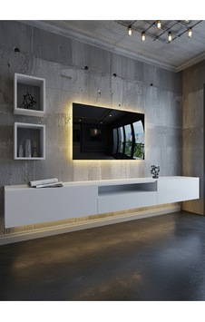 Resital Duvara Monte Ledli 270 Cm Tv Ünitesi Duvar Raflı - Ll6028 Beyaz Resital Duvara Monte Ledli 270 Cm Tv Ünitesi Duvar Raflı - Ll6028 Beyaz