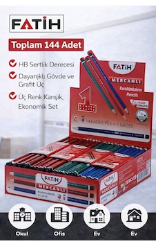 Fatih Mercanlı 12010 Hb Kurşun Kalem Silgisiz 144 Adet Karışık Renk Siyah Fatih Mercanlı 12010 Hb Kurşun Kalem Silgisiz 144 Adet Karışık Renk Siyah