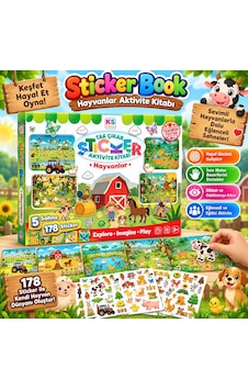 Sticker Book Animals Hayvanlar Aktivite Kitabı 5 Sahne 178 Sticker Çocuklar İçin Çıkartma Kitabı Sticker Book Animals Hayvanlar Aktivite Kitabı 5 Sahne 178 Sticker Çocuklar İçin Çıkartma Kitabı