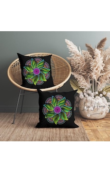 Mandala Desenli Yeşil Renk Dekoratif 2'li Kırlent Kılıfı Seti - Yeşil Mandala Desenli Yeşil Renk Dekoratif 2'li Kırlent Kılıfı Seti - Yeşil
